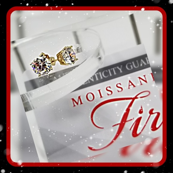 👑4CTTW! NEW! AUTH MOISSANITE 14KT GOLD STUDS 👑 - Picture 5 of 6